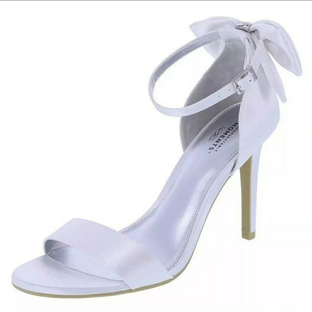 White Satin Bow Bridal Heels